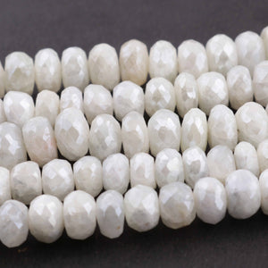 1 Long Strand White Silverite Faceted Rondelles - Roundel Beads 6mm-8mm 8 Inches BR2665 - Tucson Beads