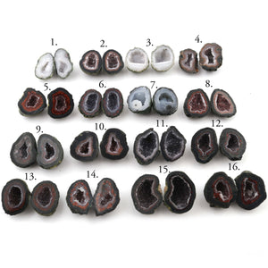 Natural Tabasco Geode Pairs -- With Sparkling Druzy Drusy Cabochon Cab Wholesale For Designer  Matching Pair #049 - Tucson Beads