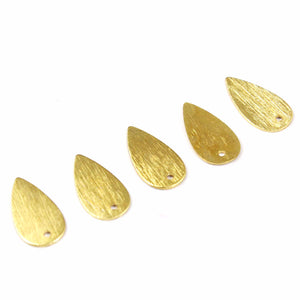 20 PCS  Golden  Pear Drop Textured  Charm 24k Gold  Plated On copper -  Golden  stamp finish charm 21mmx10mm  GPC874 - Tucson Beads
