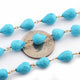 1 Foot Turquoise Tear Shape  9mmx8mm-10mmx7mm 24k Gold Plated Rosary Beaded Chain - wire wrapped chain SC256 - Tucson Beads