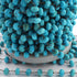 1 Feet Turquoise Stablized Rondelles 7mm-8mm Oxidized Silver Plated Rosary Beaded Chain - wire wrapped chain SC262