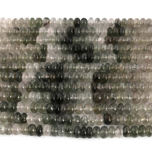 1 Strand Black&Green Rutile Smooth Rondelles Beads - Green Rutile Briolettes 7mm 13 Inches BR600 - Tucson Beads