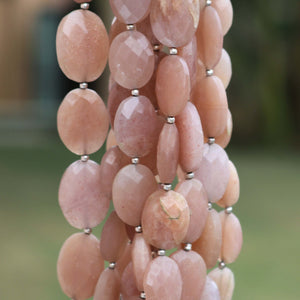 1 Strand Peach Moonstone Faceted Oval Briolettes - Peach Moonstone Oval Beads 14mmx11mm-21mmx16mm 11.5 Inch BR2734 - Tucson Beads