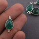 4 Pcs Green Onyx 925 Sterling Silver Pear Drop Double Bail Connector - Green Onyx Heart Connector 19mmx13mm-21mmx10mm SS602 - Tucson Beads