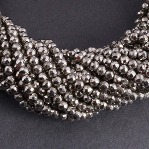 5 Strands Silver Pyrite Faceted finest Quality Rondelles 3.5mm to 4mm 13 inch strand RB266 - Tucson Beads