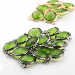 6 Pcs Peridot Oxidized Sterling Silver/Sterling Vermeil  Faceted Round Shape Connector-  Peridot Round Connector SS689 - Tucson Beads