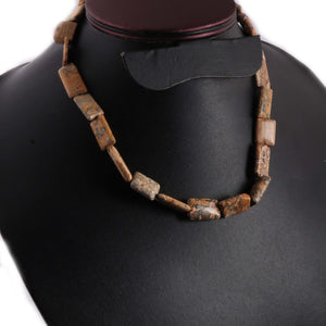 Jasper Stone Beaded Necklace - 16mmx11mm-27mmx11mm Rectangle Beads, 16" Long, BR1406 - Tucson Beads