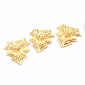 5 Pcs Designer Copper Casting Fancy Charm  - 24k Gold Plated  - Copper Fancy With Filigree Design Charm  51mmx51mm GPC904 - Tucson Beads