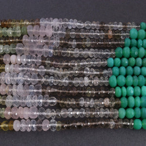 1 Strand Excellent Quality Multi Stone Faceted Rondelles - Mix Stone Roundles Beads 5mm-8mm 9 Inches BR2077 - Tucson Beads
