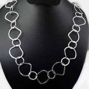 AAA Quality 2 Necklace Top Quality 3 Feet Each Silver Plated on Copper Fancy Shape with Round Circle Link Chain - Each 36 inch GPC950 - Tucson Beads