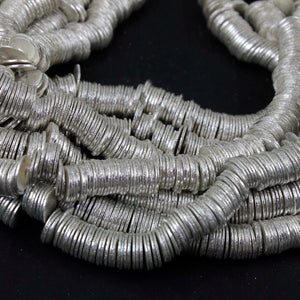 1 Strand Silver Plated Designer Copper Casting Plain Disc Beads - Jewelry - Side Drill Disc - 8mm 7.5 Inches GPC961 - Tucson Beads