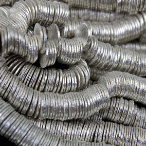 1 Strand Silver Plated Designer Copper Casting Plain Disc Beads - Jewelry - Side Drill Disc - 8mm 7.5 Inches GPC961 - Tucson Beads