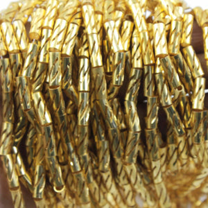 5 Strands Designer Tube Beads 24k Gold Plated Copper 13mmx4mm 8.5 inches Strand Gpc023 - Tucson Beads