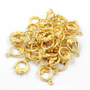 10 Pcs Designer Copper Casting Fancy Round Charm Pendant  - 24k Gold Plated  - Copper Fancy Charm Pendant 20mmx13mm GPC923 - Tucson Beads