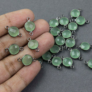 5 Pcs Green Chalcedony Faceted Oxidized Sterling Silver Connector 15mmx9mm SS749 - Tucson Beads
