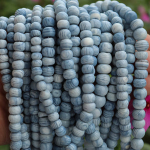 1 Strand Blue Oregon Smooth Round Beads  - Blue Opal Rondelles 7mm-10mm 16Inches BR666 - Tucson Beads