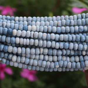 1 Strand Blue Oregon Smooth Round Beads  - Blue Opal Rondelles 6mm-7mm 16 Inches BR2838 - Tucson Beads