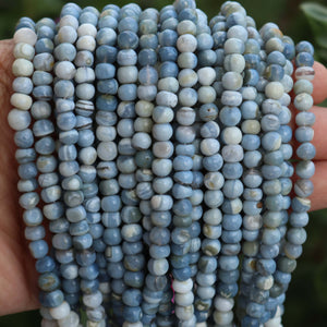 1 Strand Blue Oregon Smooth Round Beads  - Blue Opal Rondelles 5mm-6mm 15 Inches BR871 - Tucson Beads