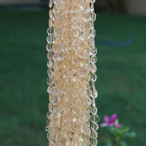 1 Strand Citrine Smooth Coin Shape Briolettes - Citrine Plain Coin Briolettes 7mm-9mm 14 Inches BR2888 - Tucson Beads