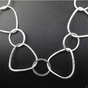 AAA Quality 5 Necklace Top Quality 3 Feet Each Silver Plated on Copper Triangle Shape with Round Circle Link Chain - Each 36 inch GPC931 - Tucson Beads
