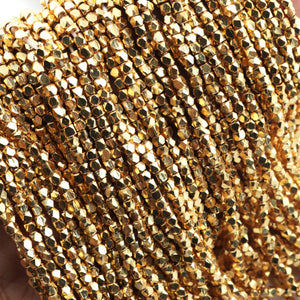 3 Strands AAA Quality  Diamond Cut Cubes Beads 24k Gold Plated Box Shape beads 2mm 13 inch Strand GPC947 - Tucson Beads