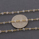5 Feet White Moonstone Rosary Style Beaded Chain - White Moonstone Beads wire wrapped Chain,3mm , 24k Gold Plated chain SC171 - Tucson Beads