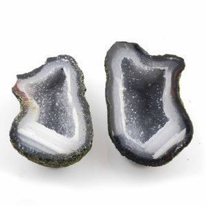 Icelandic Mermaid Micro Tabasco Geode With Agate Druzy - Geode Split In Half Rare Banded 34mmx20mm Matching Pair #028 - Tucson Beads