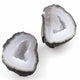 Two Birds Tabasco Baby Geode With Agate Druzy - Tiny Geode Split In Half Rare Banded 34mmx26mm Matching Pair  #040 - Tucson Beads
