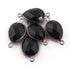 5 Pcs Black Onyx Faceted Pear Shape Oxidized Sterling Silver Double Bail Connector- 21mmx11mm SS930