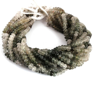 1 Strand Black&Green Rutile Smooth Rondelles Beads - Green Rutile Briolettes 7mm 13 Inches BR600 - Tucson Beads
