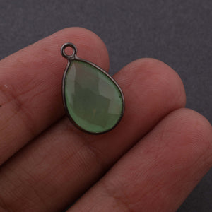 5 PCS Green Chalcedony Oxidized Silver Pear Shape Single Bail Pendant - Green Chalcedony Pendant 18mmx11mm SS936 - Tucson Beads