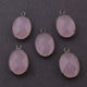 5 Pcs Rose Quartz Oxidized Sterling Silver Faceted Oval Single Bail Pendant - 18mmx11mm SS946 - Tucson Beads