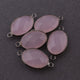 5 Pcs Rose Quartz Faceted Oxidized Silver Oval Shape Connector/Pendant 18mmx11mm-21mmx11mm SS951 - Tucson Beads