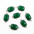 7 Pcs Green Onyx Oxidized Sterling Silver Faceted Rectangle connector/Pendant - 18mmx11mm-21mmx11mm SS955
