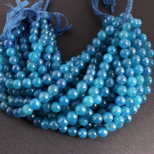 1 Strand Blue Chalcedony Silver Coated Smooth Round Ball Briolettes - Plain Ball Beads 8mm 7.5 inches BR2445 - Tucson Beads