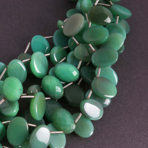 1 Strand Bio Chrysoprase Faceted Briolettes - Oval Shape Beads 14mmx10mm-15mmx10mm 8 Inches BR2211 - Tucson Beads