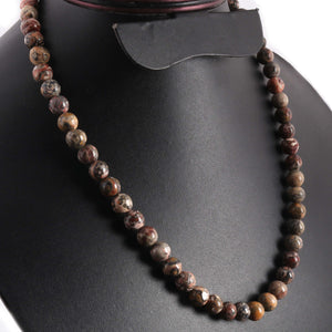 Vintage Agate/ Jasper Stone Beaded Necklace - 8mm-9mm Ball Beads, 20" Long, BR2855 - Tucson Beads