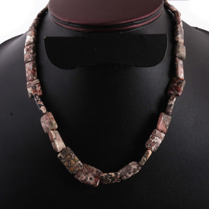 Jasper Stone Beaded Necklace - 12mmx9mm-15mmx11mm Chicklet Beads, 16" Long, BR745 - Tucson Beads