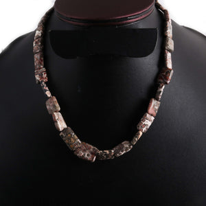 Jasper Stone Beaded Necklace - 12mmx9mm-15mmx11mm Chicklet Beads, 16" Long, BR745 - Tucson Beads