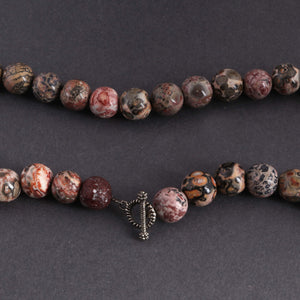 Vintage Agate/ Jasper Stone Beaded Necklace -11mm Ball Beads, 20" Long, BR1067 - Tucson Beads