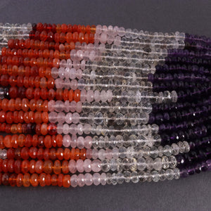1 Strand Multi Stone Faceted Rondelles - Mix Stone Roundles Beads 6mm-8mm 9 Inches BR3247 - Tucson Beads