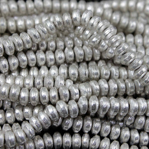 2 Strands Silver Plated on Copper Wheel Beads- 6mm Japanese Cap Flat Round Beads- Jewelry- 7.5 Inches GPC957 - Tucson Beads