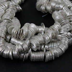 1 Strand Silver Plated Designer Copper Casting Plain Disc Beads - Jewelry - Side Drill Disc - 10mm 7 Inches GPC958 - Tucson Beads
