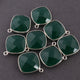 8 Pcs Green Onyx  Faceted Cushion Shape Single Bail Pendant - 925 Sterling Silver 20mmx17mm  SS482 - Tucson Beads