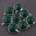 6 Pcs Green Onyx  Faceted Cushion Shape Single Bail Pendant - 925 Sterling Silver 20mmx17mm  SS482
