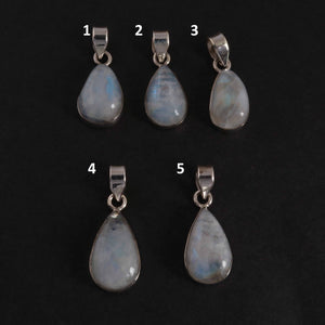 Genuine and Rare Rainbow Moonstone Pear Shape Pendant - 925 Sterling Silver - Gemstone Pendant SJ330 - Tucson Beads