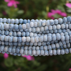 1 Strand Blue Oregon Smooth Round Beads  - Blue Opal Rondelles 7mm 16 Inches BR1704 - Tucson Beads