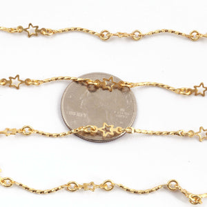 5 Feet Gold Plated Copper Chain - Cable Link Chain - Designer Star Shape Chain - Gold Necklace Chain - Soldered Chain GPC994 - Tucson Beads