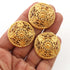 5 Pcs Gold Round Charm  - 24k Matte Gold Plated - Copper Round With Texture Design Pendant 30mm GPC353