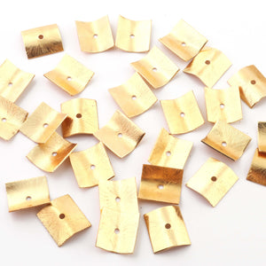 20 Pcs 24k Gold Plated Thin Wavy Disc Copper Beads- Square Disc 15mm Wave Disc Copper Beads - GPC653 - Tucson Beads